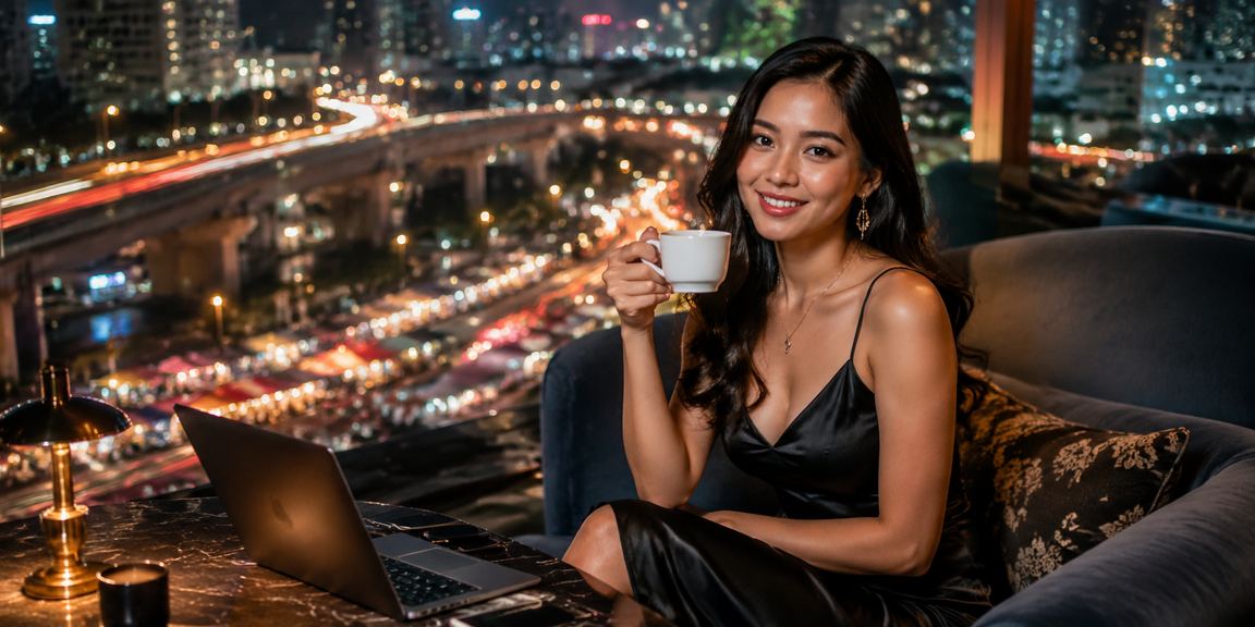 Pemain memeriksa saldo akun dan riwayat taruhan sambil minum kopi menggunakan HP